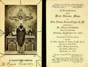 Fr. Coyle's first Mass holy card